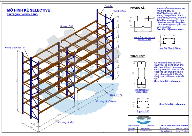 Cấu tạo và Thông số kỹ thuật của kệ Selective