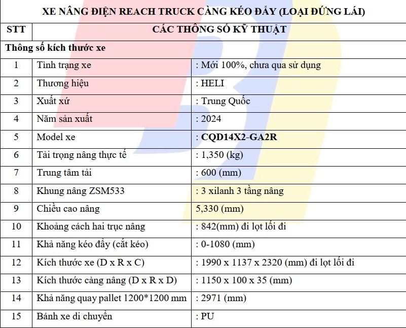 Chi tiết xe nâng điện Reach Truck